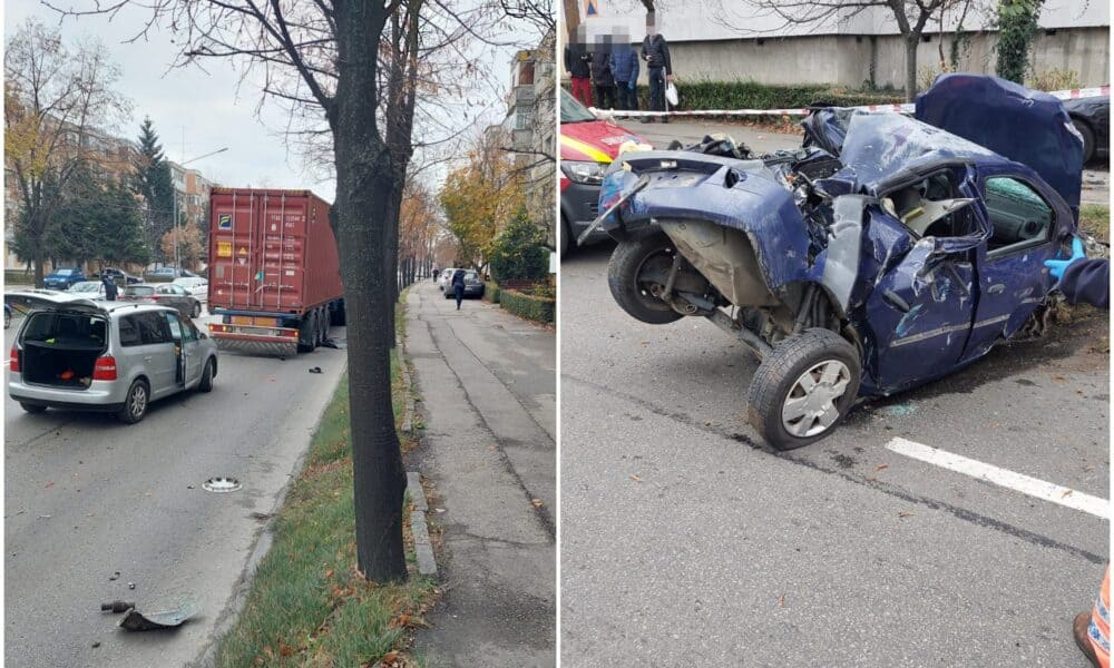 UPDATE FOTO Coliziune între un TIR și un autoturism în Pitești Au