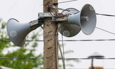three loudspeaker street siren air alarm three loudspeaker street siren air alarm 117348540