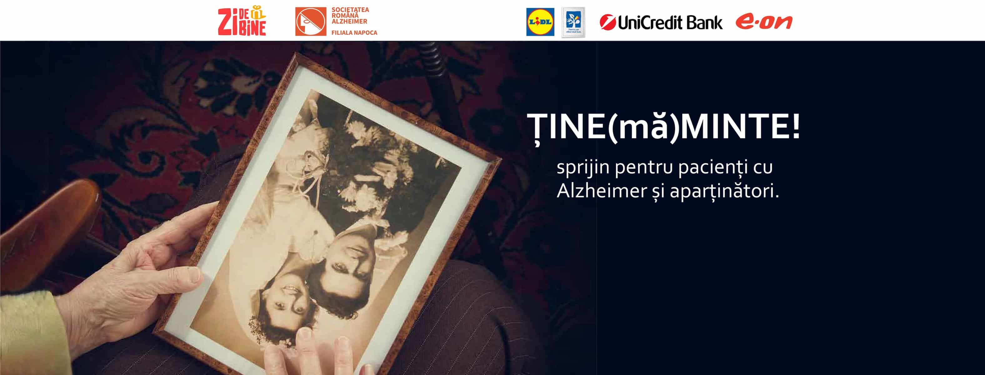 May be an image of 3 people and text that says "ZIBE FILIALANAPOCA UniCredit Bank e.on ȚINE (mă) MINTE! sprijin pentru pacienți CU Alzheimer și aparținători."