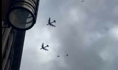video. bombardiere americane de tip b 52 survolează cerul stockholmului la