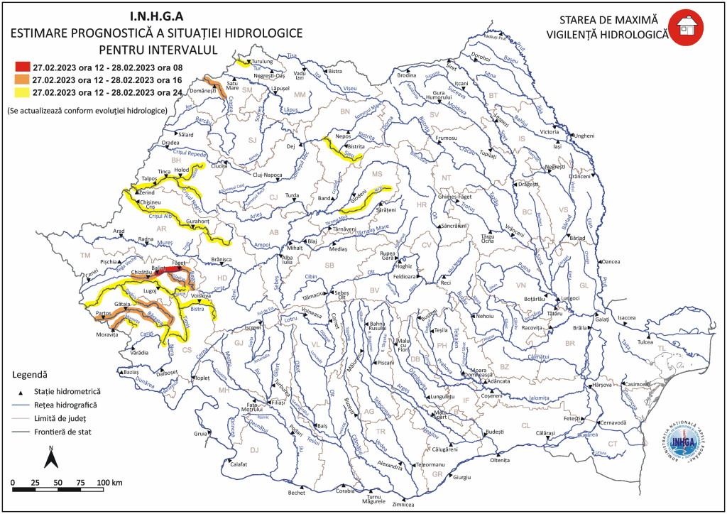 harta avertizare hidrologica nr. 19 din 27.02.2023 1024x724
