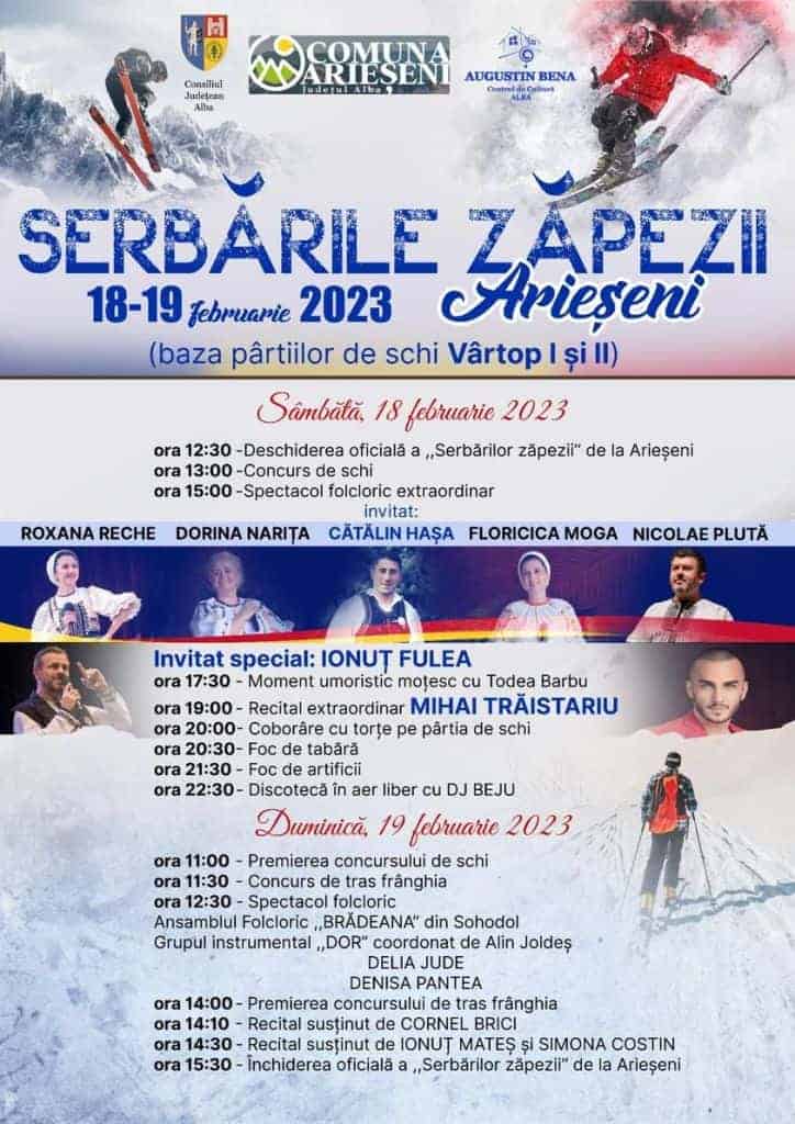 serbările zăpezii la arieșeni, în 18 19 februarie 2023: spectacole folclorice,