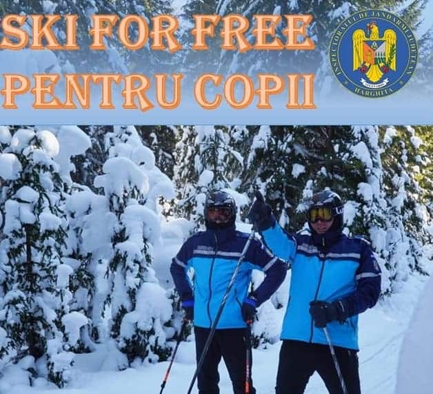lecții gratuite de schi pentru copii, organizate de jandarmii din