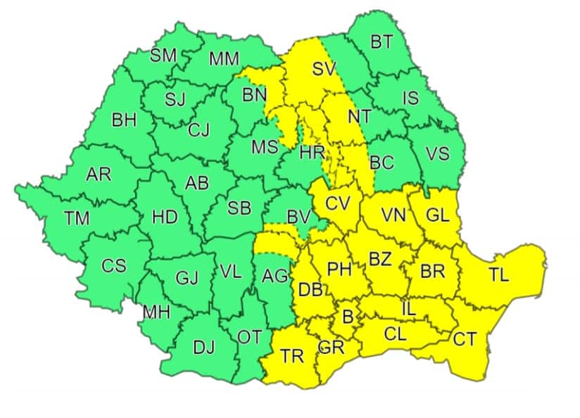 harta cod galben 19 iunie 2023