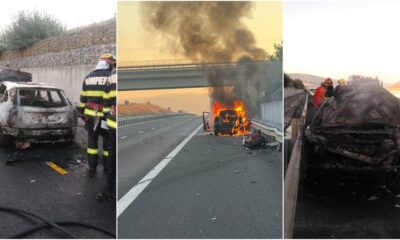 foto video: accident urmat de incendiu pe autostrada a1, în zona