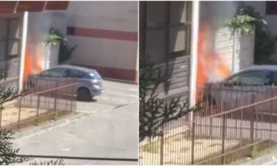 video Știrea ta: o mașină a luat foc într o parcare