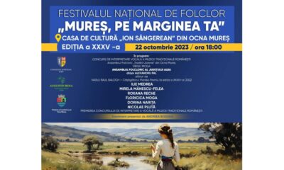 duminică, 22 octombrie: festivalul concurs național de folclor „mureș, pe marginea