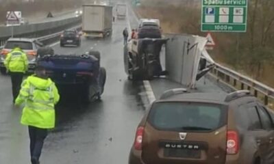 video: accident pe autostrada a1 sebeș sibiu. mașini căzute pe carosabil,