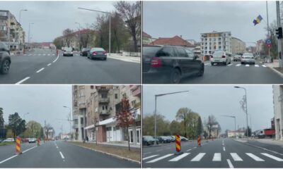 video marcaje rutiere provizorii, trasate pe mai multe străzi principale