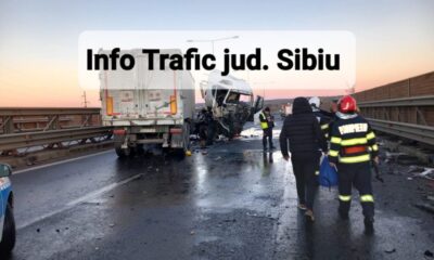 accident grav pe autostrada a1, sensul sibiu sebeș: două camionete și