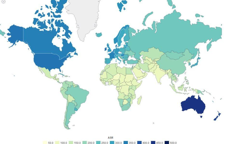 Țările în care rata îmbolnăvirilor de cancer este foarte mică.