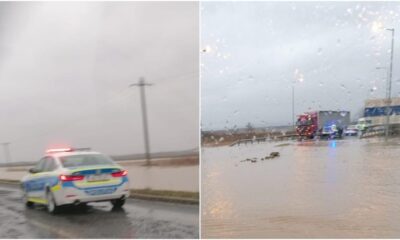 foto video: o porțiune din drumul național dn7, inundată. trafic blocat,