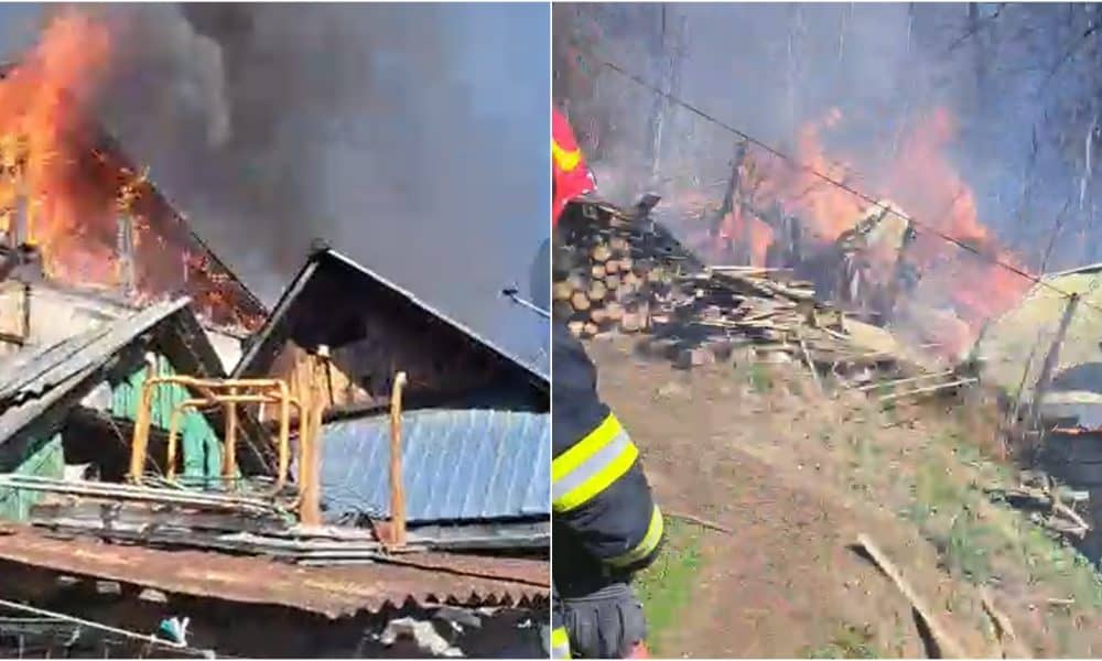 video: incendiu puternic în cartierul dăroaia, din comuna roșia montană.