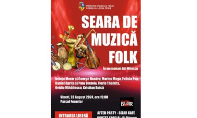 23 24 august: zilele orașului teiuș. „seara de muzică folk”, în