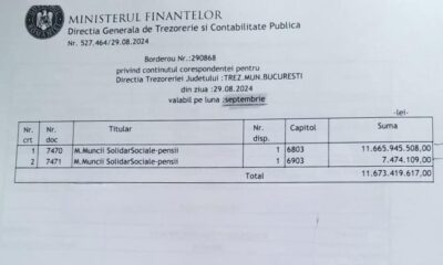 banii pentru plata pensiilor majorate, virați în conturile casei naționale