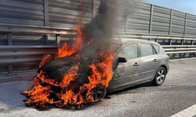 update foto video: incendiu pe autostrada a10 aiud turda. autoturism cuprins de