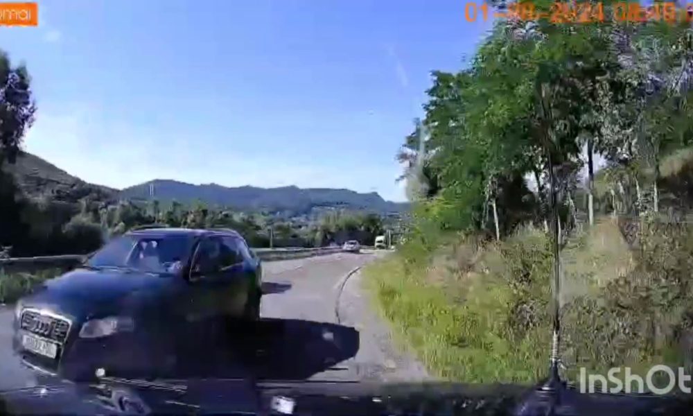 video: la un pas de accident pe dn 74, în