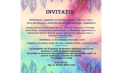 duminică, 13 octombrie: festivalul „armonii și gusturi la pianu”, ediția