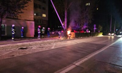 video: stâlp de electricitate, în flăcări la alba iulia. stâlpul