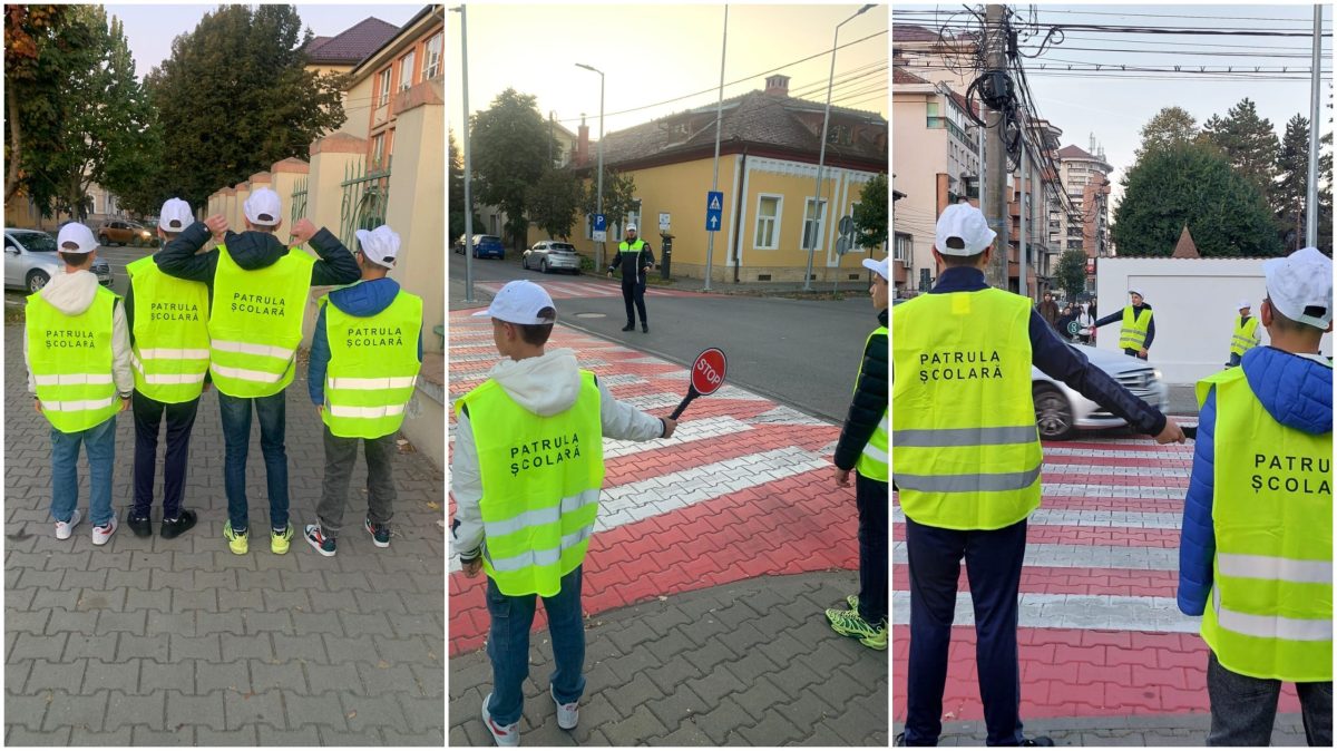 foto: patrulă școlară de circulație, la Școala gimnazială „vasile goldiș”