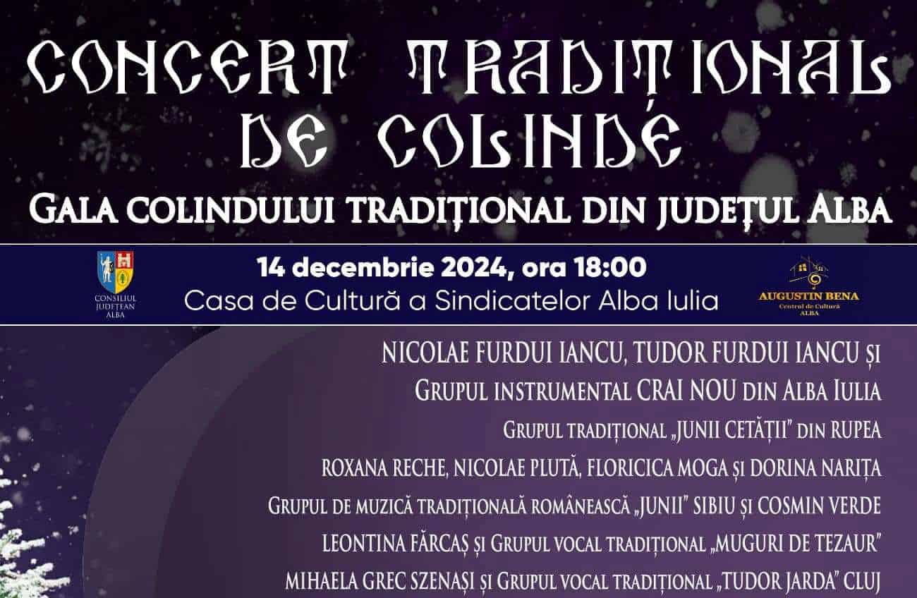 concert tradițional de colinde, în 14 decembrie la alba iulia.