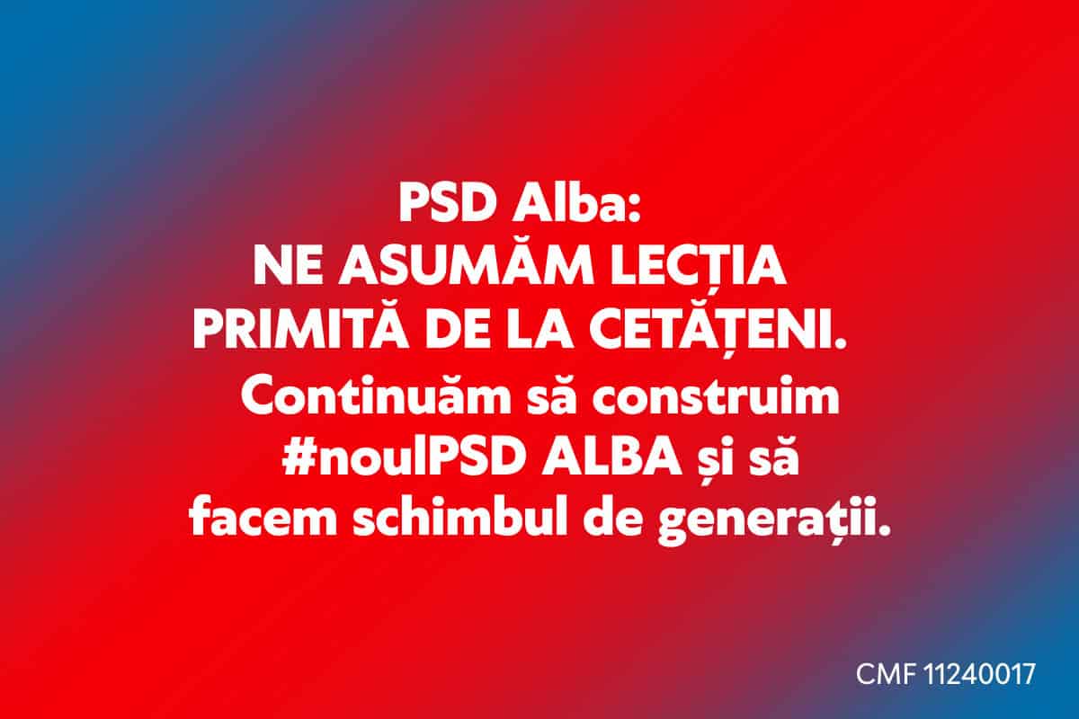 psd alba: ne asumăm lecția primită de la cetățeni. continuăm