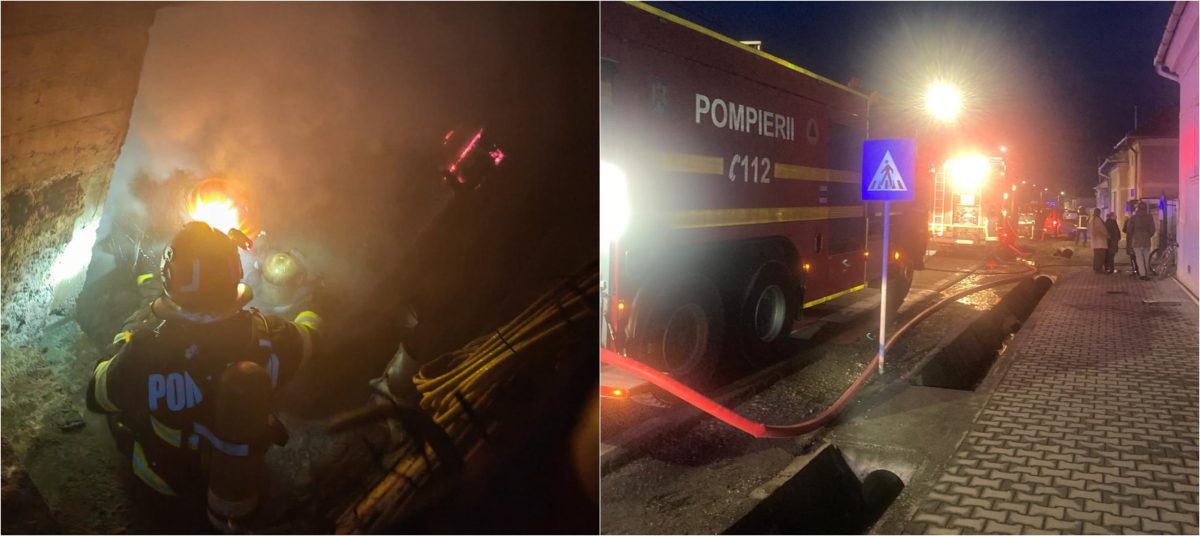 foto incendiu în ajun de crăciun la teiuș: focul se