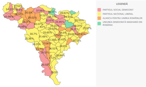 hartĂ. cum s a votat în fiecare localitate din alba. ce