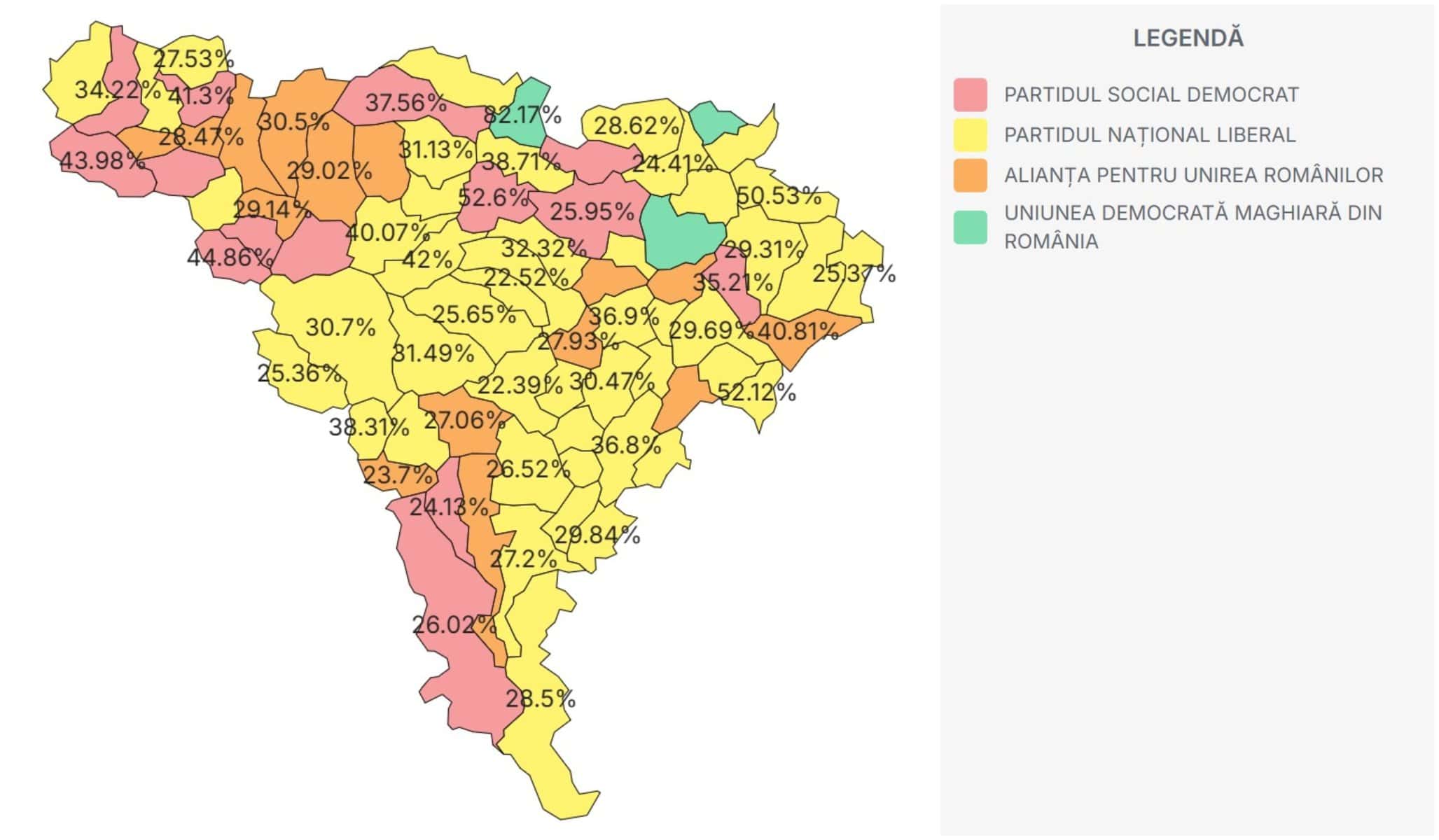 hartĂ. cum s a votat în fiecare localitate din alba. ce