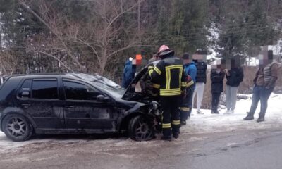 foto: accident rutier pe raza localității arieșeni. un autoturism implicat