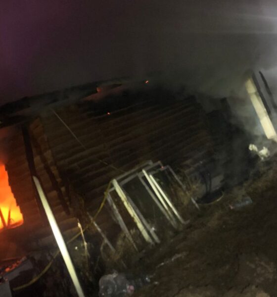 foto incendiu în cugir: o cabană a fost cuprinsă de