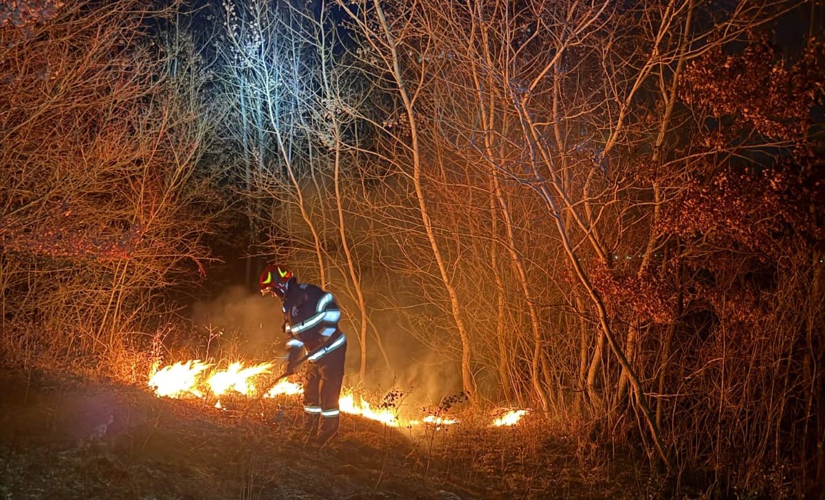 foto: incendiu de vegetație uscată extins pe 3 hectare. intervenție