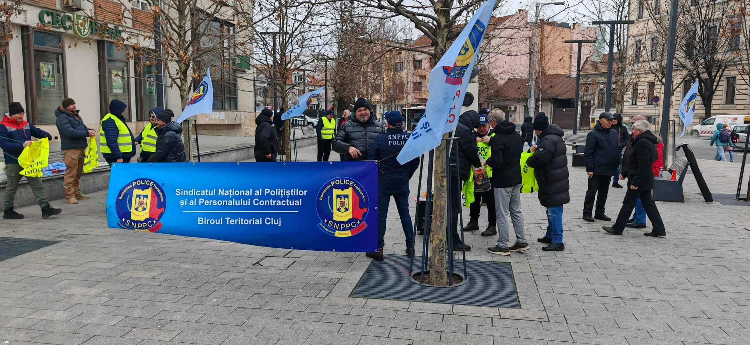 Protest al polițiștilor la Cluj