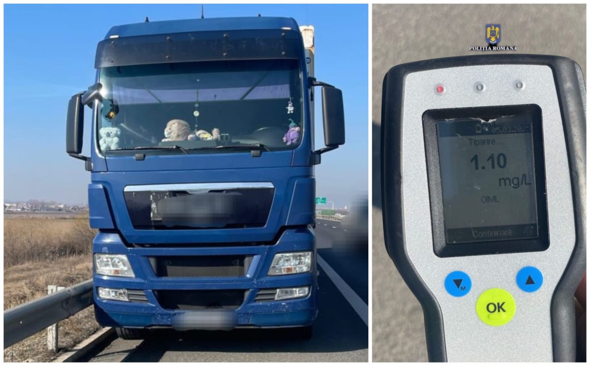 Șofer de camion prins băut pe autostrada a1, în zona