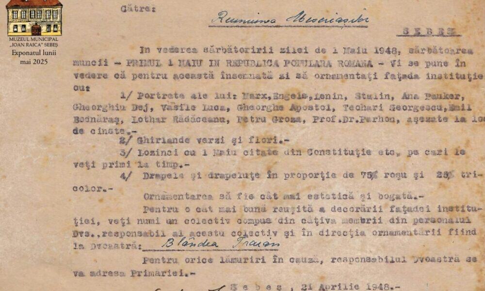 exponatul lunii mai la muzeul „ioan raica” din sebeş: document