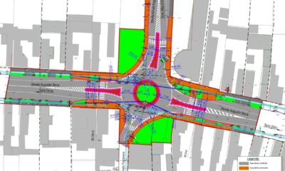 foto: sens giratoriu la intersecția a două străzi intens circulate
