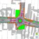 foto: sens giratoriu la intersecția a două străzi intens circulate