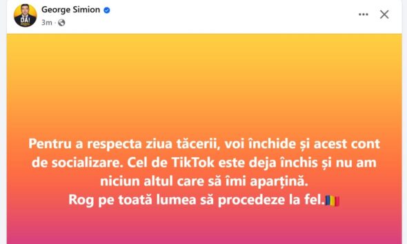 george simion și a închis contul de tiktok și a anunțat