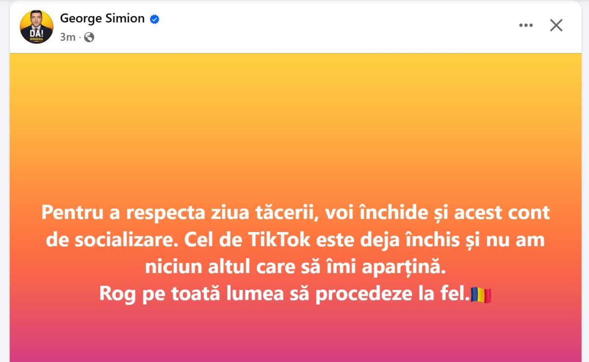 george simion și a închis contul de tiktok și a anunțat