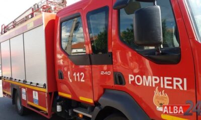 intervenție isu, cu autoscara, pe o stradă la alba iulia.