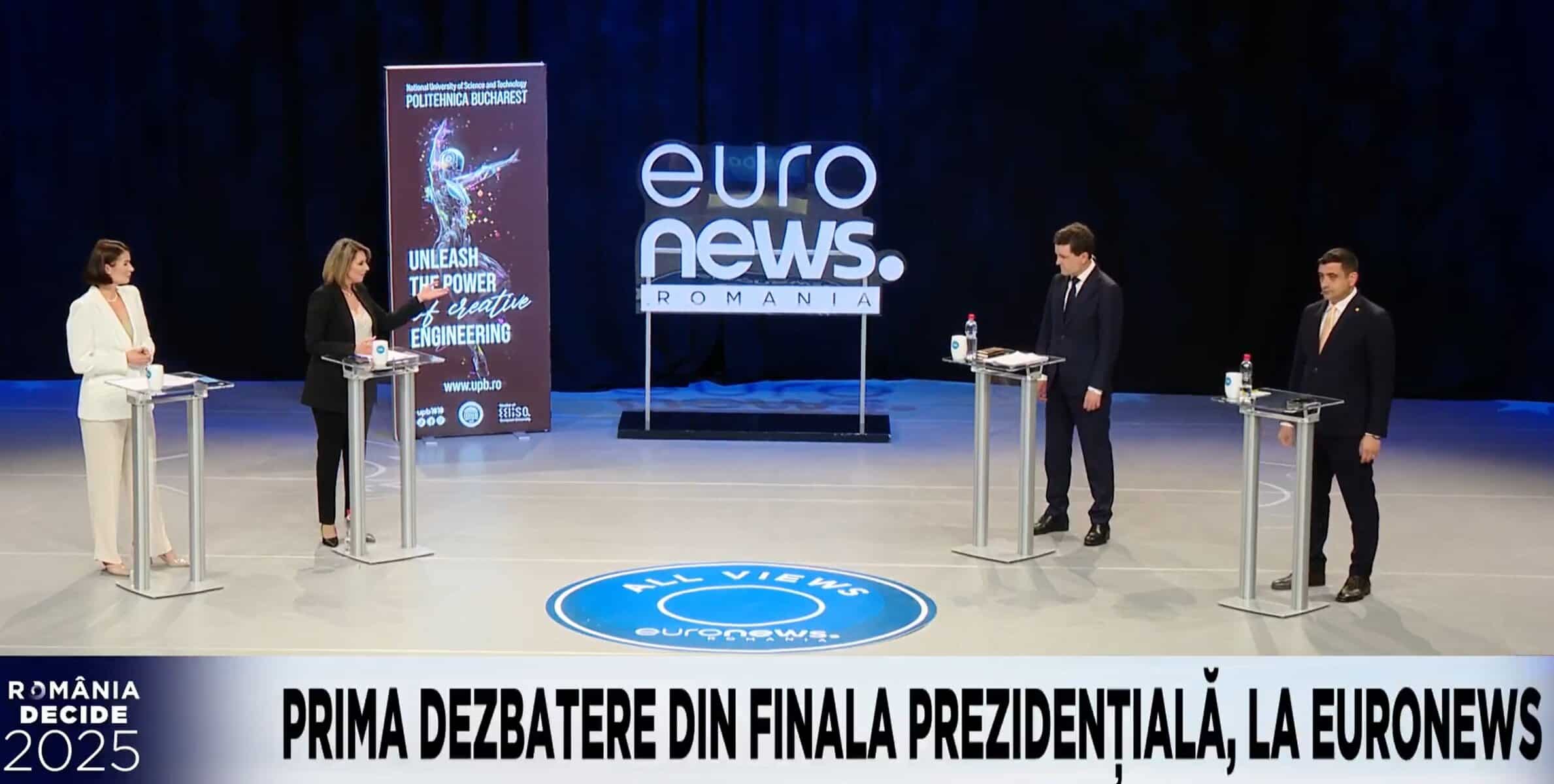 live video euronews românia: prima dezbatere dintre george simion și nicușor