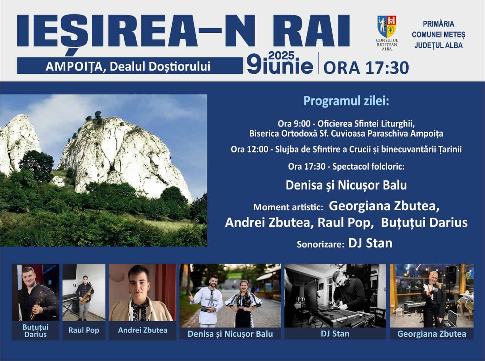 luni, 9 iunie: sărbătoarea tradițională „ieșirea n rai” la ampoița, în