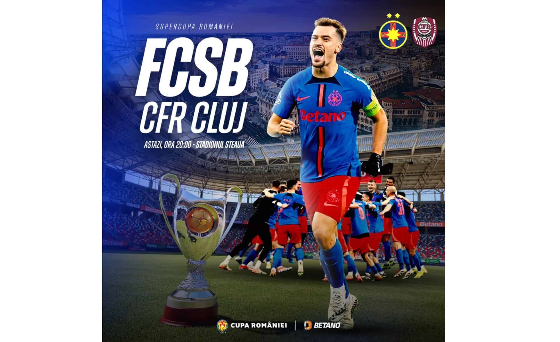 fcsb – cfr cluj, derby în supercupa româniei la fotbal.