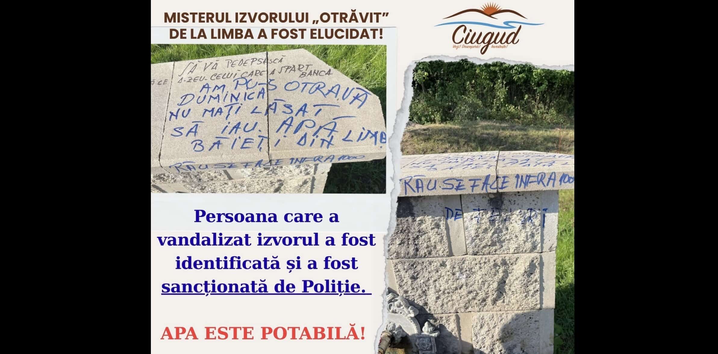 izvorul de la limba, vandalizat cu mesaje amenințătoare: „am pus