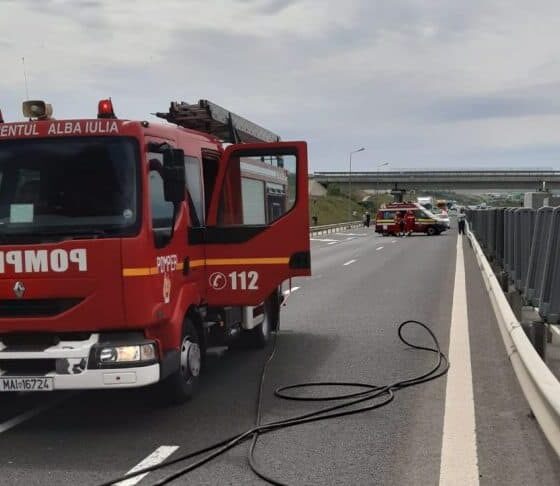 incendiu pe autostrada a10, turda – aiud. un autoturism a
