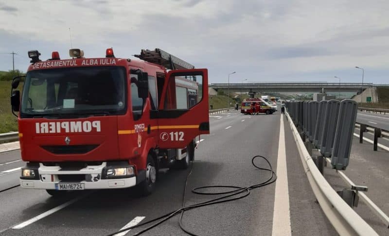 incendiu pe autostrada a10, turda – aiud. un autoturism a