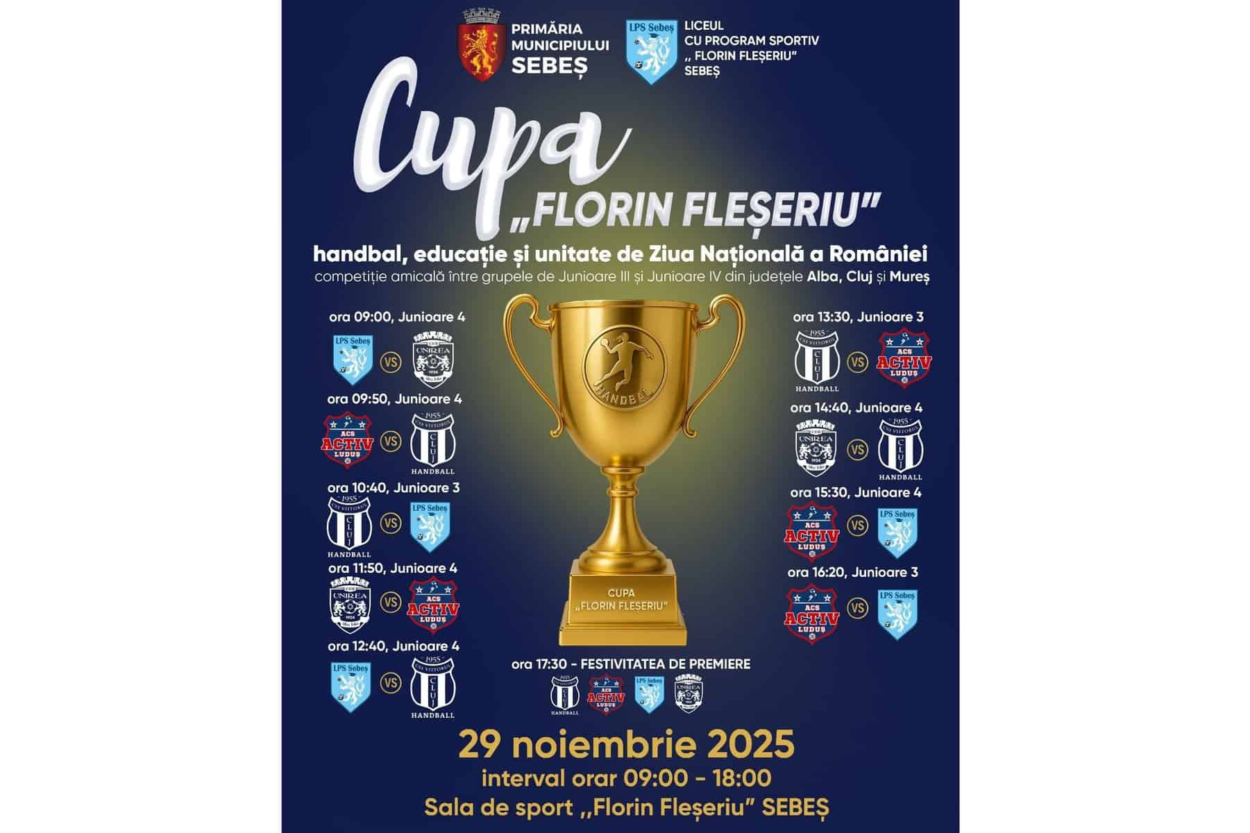 29 noiembrie: prima ediție a campionatului de handbal „florin fleșeriu”