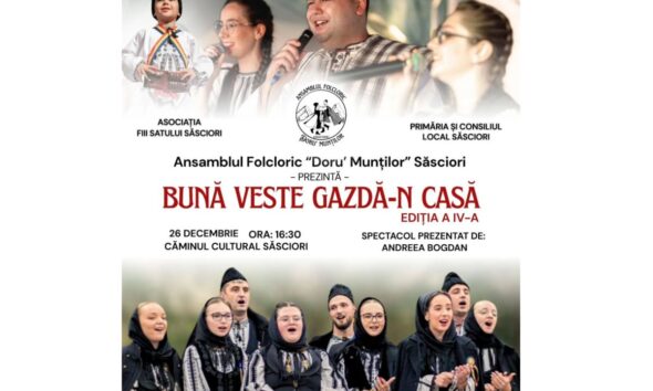 26 decembrie: spectacolul „bună veste gazdă n casă”. ansamblul „doru' munților”